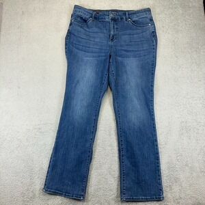 Nydj Marilyn Straight Jeans Lift Tummy Tuck Women Size 16 Shaping Blue Stretch